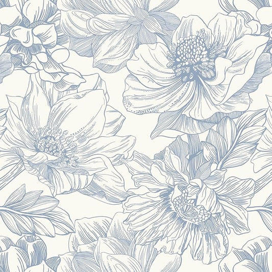 Ismoon Vintage Floral Wallpaper Peel and Stick Beige and Blue Contact Paper 17.3inx6.5ft Removable Self Adhesive Wall Paper for Bathroom Bedroom Cabinet Mural Wall Decor Vinyl Renter Friendly