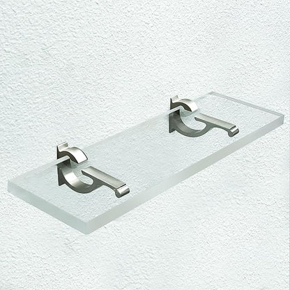 Clear Acrylic Shelves for Wall Storage, 6" W X 18" L, 3/4" Thick Wall Mounted Floating Shelves for Bedroom, Bathroom, Kitchen -‎Easy Installation with Screws and Brushed Nickel Brackets