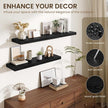 Fun Memories Floating Shelves for Wall, 32 Inch Long Floating Shelves Set of 2, 32 x 10 Wooden Shelves for Wall, Large Storage Shelves, Hanging Shelves for Bathroom Kitchen Bedroom, Black