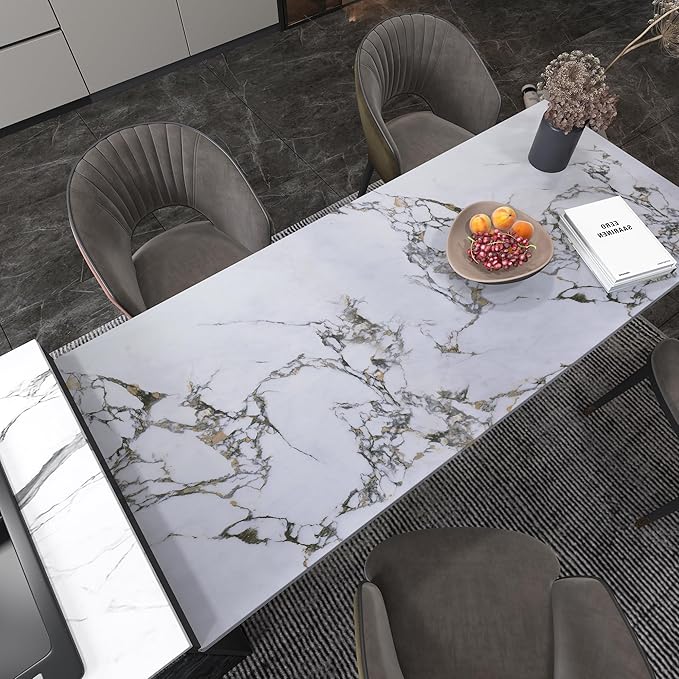 White Gloss Gold Veins Marble Granite Contact Paper peel and stick Wallpaper Cabinet kitchen for Countertops354x16inch Vinyl Wrap Adhesive Counter Top laminate Sheets Wall Paper DIY Bathroom Backspash