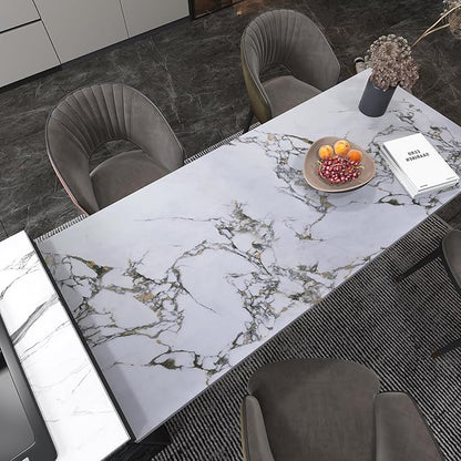 White Gloss Gold Veins Marble Granite Contact Paper peel and stick Wallpaper Cabinet kitchen for Countertops354x16inch Vinyl Wrap Adhesive Counter Top laminate Sheets Wall Paper DIY Bathroom Backspash