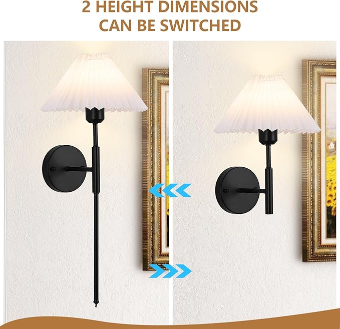 Battery Operated Wall sconces Set of Two,Rechargeable Wall Lights with Remote Control,Wireless Wall Sconce Dimmable,15 Color Changing,Black Battery Wall Lamp for Bedroom Living Room Hallway