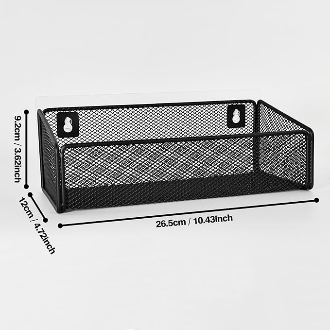 Bathroom Shelf Over Toilet Storage Basket,Toilet Beside Floating Shelf Mesh Metal Wall Mounted Shelves for Home Organization & Decor Essentials,Kitchen/Living Room Shelves (Black)