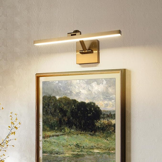 Modern Dimmable Picture Lights for Wall 15.75 Inch Hard-Wired LED Picture Frame Lights for Paintings Gallery Light with Adjustable Swing Arm Display Lights For Artwork, 7W, 2700K, Warm White - Brass