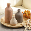 Ceramic Vase Set of 3, Vases Home Decor, Decorative Vases for Table, Boho Flower Vase Modern Neutral Vases for Room Decor, Table, Mantel,Entryway Living Room Kitchen Bedroom Bathroom - Brown