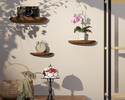 Solid Wood Half Round Floating Wall Shelves | Elegant Floating Shelves, Elevate Your Space. Perfect for Living Rooms, Bathrooms, Bedrooms, Offices, Children's Rooms Brown