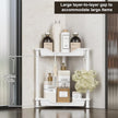Orimade Rustproof 2 Tier Floor Standing Corner Shower Caddy Organizer, Plastic Metal Splicing Floor Corner Shelf Rack Stands for Bathroom, White