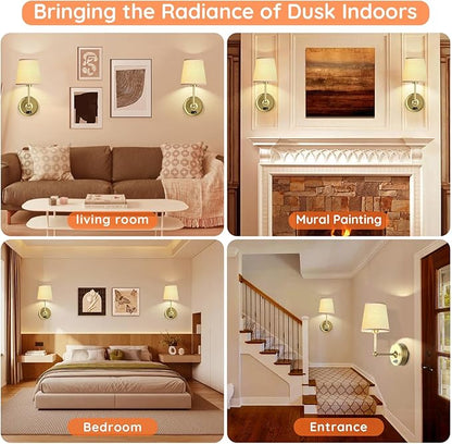 Battery Operated Wall Sconces Set of Two [8000mAh Detachable & Rechargeable Battery] 3 Color Temperature & Dimmable Lamp with LED Display & Remote, Wireless Wall Light for Bedroom & Living Room