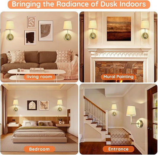 Battery Operated Wall Sconces Set of Two [8000mAh Detachable & Rechargeable Battery] 3 Color Temperature & Dimmable Lamp with LED Display & Remote, Wireless Wall Light for Bedroom & Living Room