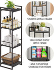 BYFU 4 Tier Bathroom Storage Open Shelf, Freestanding Metal Corner Storage Rack Shelving Unit for Bathroom Kitchen Living Room Hallway, Black