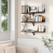 Axeman Floating Shelves for Wall, 16''W x 8''D Wood Floating Shelves Set of 2, 8 Inch Deep Rustic Wall Shelves for Bookshelf Living Room Bedroom Home Office Bathroom