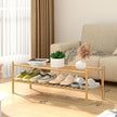 2-Tier Bamboo Long Shoe Rack, Free Standing Wood Shoe Shelf Storage Organizer for Closet Entryway Stackable 35