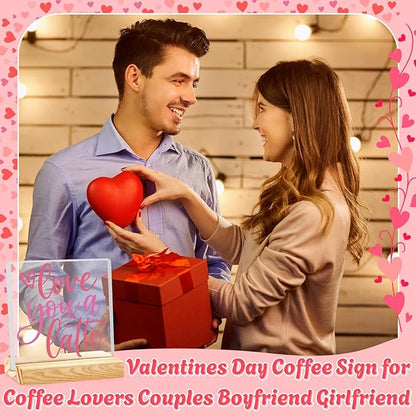 Coffee Bar Decor Sign, Coffee Station Decorations, Coffee Lover Gifts for Women Men, Home Kitchen Shop Corner Shelf Cafecito Table Signs, Love You A Latte