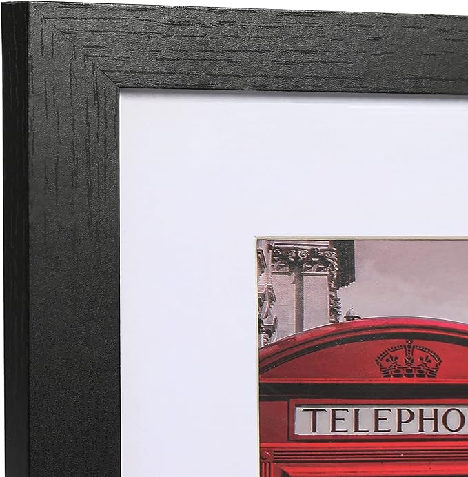 PEALSN 11x14 Picture Frame Set of 6, Display Pictures 8x10 with Mat or 11x14 without Mat for Wall Mounting or Table Top Display, Photo Frames Collage for Wall Decor, Black Woodgrain.
