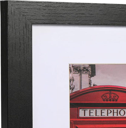 PEALSN 11x14 Picture Frame Set of 6, Display Pictures 8x10 with Mat or 11x14 without Mat for Wall Mounting or Table Top Display, Photo Frames Collage for Wall Decor, Black Woodgrain.