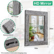 Wall Mirror Rustic Wooden Frame Rectangle Mirror Vintage Hanging Mirror for Bedroom Bathroom Living Room Farmhouse Wall Decor Large 26