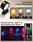 Picture Lights for Wall, 2000mAh Rechargeable Magnetic Art Lights with 3 Color Temps & RGB, Remote Dimmable Battery Operated Wall Light for Bedroom, Living Room, Gallery (Black, 3 Pack)