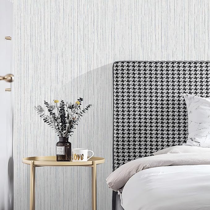 Beige Grey Grasscloth Peel and Stick Wallpaper 15.74
