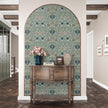 VEELIKE Retro Blue Floral Wallpaper Peel and Stick Vintage Floral Art Deco Wallpaper for Bedroom Bathroom 17.7''x118'' Removable William Morris Wall Paper Prepasted Adhesive Contact Paper for Walls