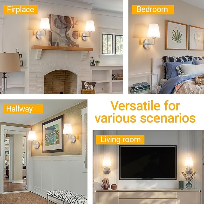 Battery Operated Wall Sconces Set of 2, Wireless Wall Light with 10000mAh RGB Dimmable Magnetic Bulb, Rechargeable Wall Sconce with Remote Control for Bedroom Living Room