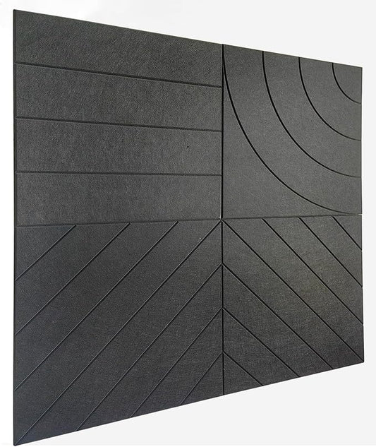 21.65" Large Square Acoustic Panels 4-Pack - Sound Absorbing Wall Panels, Noise Reducing Soundproof Decorative Felt Tiles for Home Office, Studio, Living Room - Black