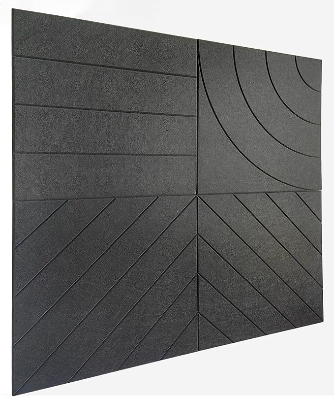 21.65" Large Square Acoustic Panels 4-Pack - Sound Absorbing Wall Panels, Noise Reducing Soundproof Decorative Felt Tiles for Home Office, Studio, Living Room - Black