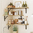 Fixwal Floating Shelves for Wall, Rustic Wood Wall Mounted Corner Shelf for Bathroom, Kitchen, Bedroom, Home Decor, Laundry Room, Living Room, Set of 5 (Carbonized Black)