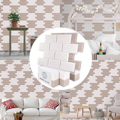 WoveN SounD Brick Acoustic Wall Panels Seamless Visual, High Density, Sound Proof Wall Decor, Noise Blocker Felt Wall Tiles for Home, Studio, Office & Focus Zones (Deep & Light Camel), 16x12x0.4 Inch