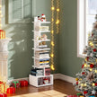 TUTOTAK Narrow Bookshelf, Vertical 8-Tier Bookcase, Spine Book Shelf for Small Space, Small Standing Shelf for Living Room, Office, Study, Entryway, White BS07BW008