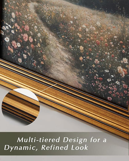 HUARCEY Gold Framed Vintage Wall Art for Living Room, Bathroom Shelf Wildflowers Prints Decor Aesthetic Classical Floral Paintings Farmhouse Wall Decor, Retro Table Desk Decoration for Bedroom 8"x10"