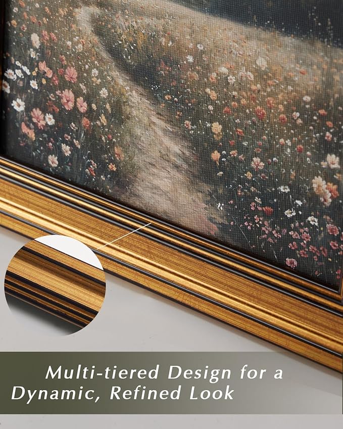 HUARCEY Gold Framed Vintage Wall Art for Living Room, Bathroom Shelf Wildflowers Prints Decor Aesthetic Classical Floral Paintings Farmhouse Wall Decor, Retro Table Desk Decoration for Bedroom 8