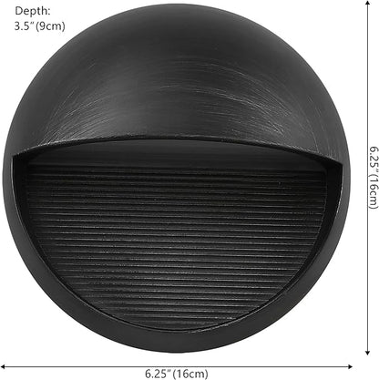 JONATHAN Y 6.25" Rustic Black Modern Round Outdoor Integrated LED Wall Sconce Light, Metal/Glass Waterproof Exterior Downlight for Porch, Patio, and Entryway, ETL Listed (JYL7441C)