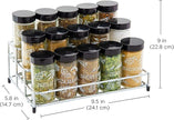 Kamenstein 15 Jar Lincoln Countertop Spice Rack with Spices Included, FREE Spice Refills for 5 Years, Chrome with Black Caps , 9.5 x 5.8 x 9