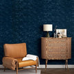 Wallercity Blue Velvet Fabric Wallpaper Peel and Stick Floral Blue Flocking Fabric Contact Paper for Walls Dresser Cabinets Self Adhesive Felt Wallpapers for Jewelry Box Shelf Backdrop 15.8''x78.7''