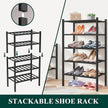 Smiry Bamboo Shoe Rack for Closet, 5 Tier Long Wooden Stackable Shoe Organizer, Free Standing Shoes Storage Shelf for Entryway, Front Door Entrance, Black