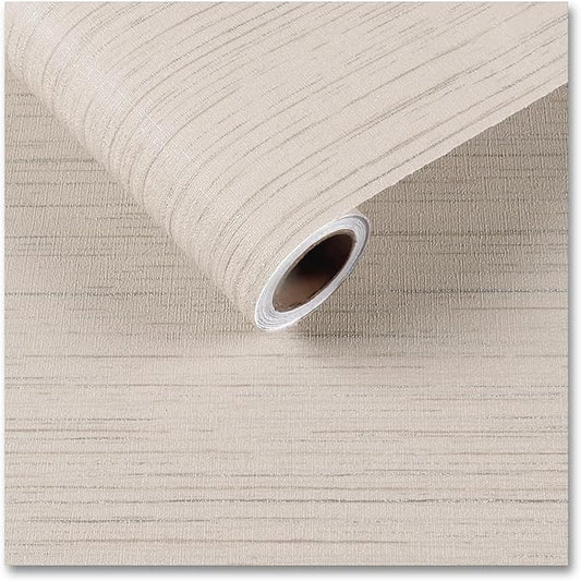 CRE8TIVE Wide 24"x118" Cream White Grasscloth Wallpaper Textured Wallpaper Stick and Peel Fabric Linen Contact Paper for Walls Removable Self Adhesive Faux Grass Cloth Wall Paper for Bathroom Bedroom