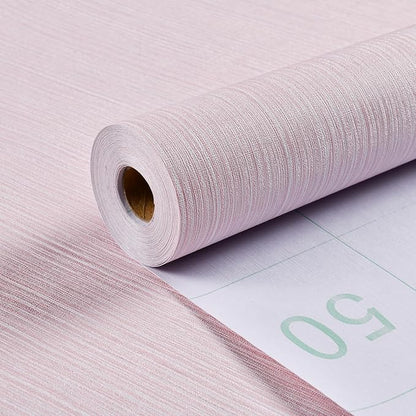 Haimin Grasscloth Wallpaper Textured 24in X 393in Fabric Contact Paper Pink Wall Paper Textured Linen Peel and Stick Self-Adhesive Thick Vinyl Embossed Film Wallpaper (Pink)