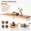 fuqing Live Edge Floating Shelves for Wall - Solid Elm Wood Floating Shelves 48 Inch - 9 Inch Deep Natural Wooden Wall Shelves with Heavy Duty Metal Brackets and Anchors