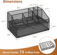 VITVITI Coffee Station Organizer for Countertop, Metal Coffee Bar Organizer Basket with Drawer, 6 Compartments Bar Station Holder for Pods Tea Bag, Black