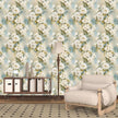 Floral Wallpaper Peel and Stick Vintage Beige Flowers Contact Paper Vinyl Waterproof Self Adhesive Removable Green leaf Modern Wall Murals for Bedroom Walls Shelves Cabinet Decoration 17.5