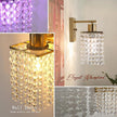 Set of 2 Crystal Battery Operated Wall Sconce,Rechargeable Wall Lamp with 5200mAh Battery & Remote Control, Modern Dimmable Wireless Wall Lights for Bedroom Bathroom (Clear, Gold Base)