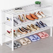 Smiry Bamboo Shoe Rack for Closet, 3 Tier Long Wooden Stackable Shoe Organizer, Free Standing Shoes Storage Shelf for Entryway, Front Door Entrance, White