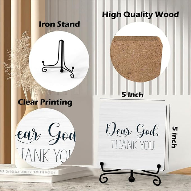 Modern Farmhouse Decor, Home Decor For Living Room, Boho Chic Aesthetic Shelf Decorations, Christian Dear God Sign, Farm House Entryway Tv Stand Fireplace Coffee Table Decoration (08)