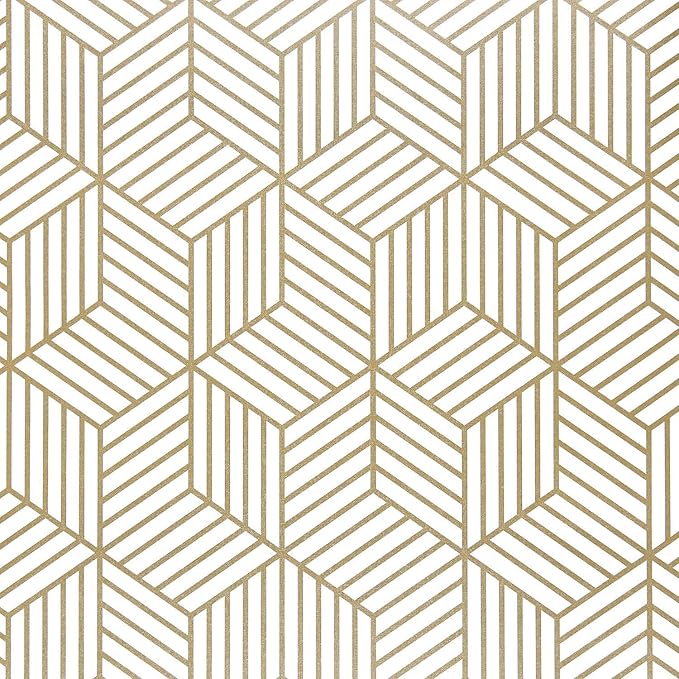 WENMER Geometric Hexagon Peel and Stick Wallpaper - 17.7 Inch x 472 Inch, Removable Self-Adhesive Vinyl Film for Bedroom, Bathroom, Shelf, Cabinet, Drawer