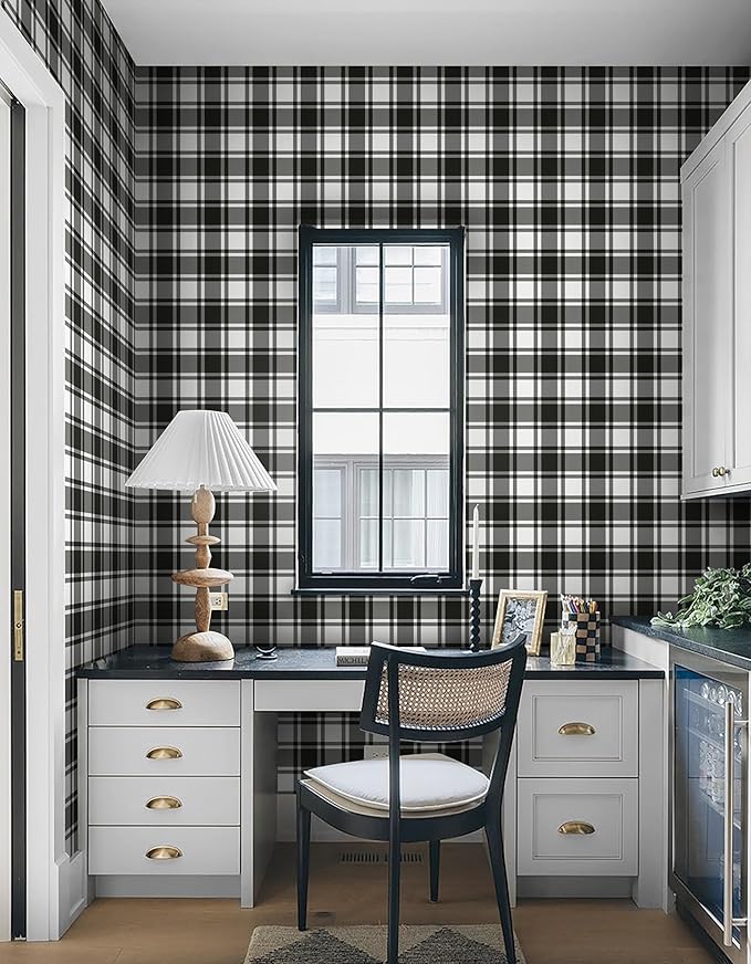 Guvana 17.7"x197" Black and White Peel and Stick Wallpaper Trellis Removable Contact Paper Modren Self-Adhesive Waterproof Wallpaper for Wall Paper Bedroom Shelves Drawer Liner Decorative