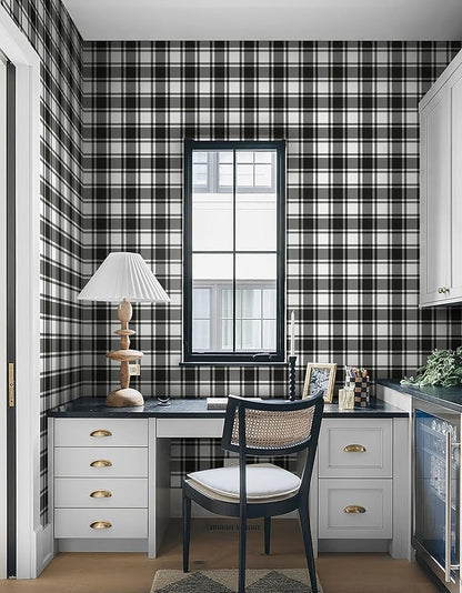Guvana 17.7"x197" Black and White Peel and Stick Wallpaper Trellis Removable Contact Paper Modren Self-Adhesive Waterproof Wallpaper for Wall Paper Bedroom Shelves Drawer Liner Decorative