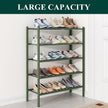 Smiry Bamboo Shoe Rack for Closet, 5 Tier Wooden Stackable Shoe Organizer, Free Standing Shoes Storage Shelf for Entryway, Front Door Entrance, Green