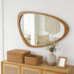 Irregular Wall Mirror Asymmetrical Bathroom Mirror, 19 x 30 Inch Wall Mounted Decorative Mirror with Wooden Frame for Living Room, Vanity, Bedroom, Entryway, Hallway