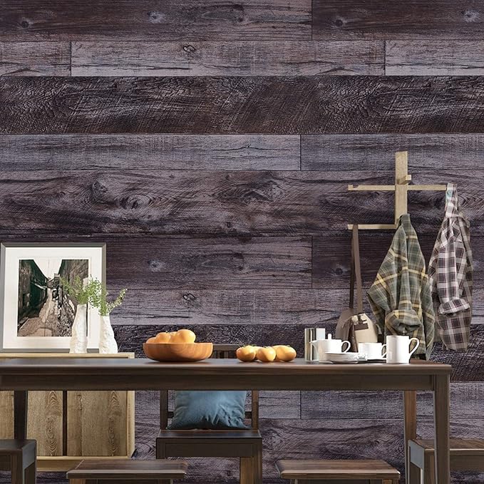 WENMER Grey Wood Peel and Stick Shiplap Self Adhesive Wallpaper - 17.71