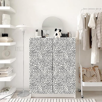 17.3”x480” Black and White Polka-Dot Wallpaper Self-Adhesive Contact Paper Moire Dot Peel and Stick Decorative Wallpaper Spots Contact Paper for Walls Bedroom Living Room Nurseryls